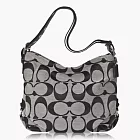 COACH 織布皮飾邊可變換式斜背包_黑灰色 COACH 織布皮飾邊可變換式斜背包_黑灰色