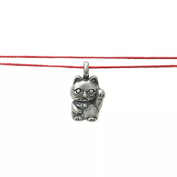 Dogeared 招財貓 Lucky Cat 招財進寶商機無限 銀墜 紅色棉繩 許願項鍊