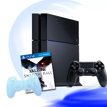 PS4 台灣公司貨 500G主機+PS4 殺戮地帶:闇影墮落+PS4 專用無線手把+PS4 專用手把果凍套(雙手把組)