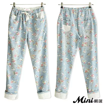 長褲 純棉印花休閒牛仔褲長褲-Mini嚴選-FREE*