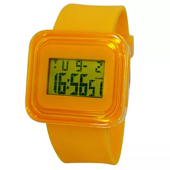 615 四方繽紛果凍電子錶(鳳梨黃)