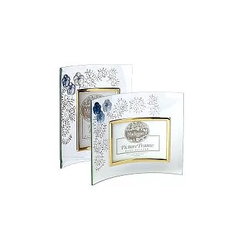 Madiggan手工彩繪玻璃鬱金香橫式相框-寶藍色