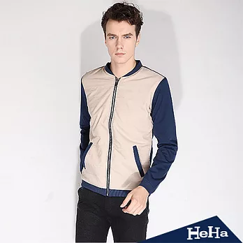 夾克 拼接立領簡約男式夾克 二色-HeHa-XL(卡其)