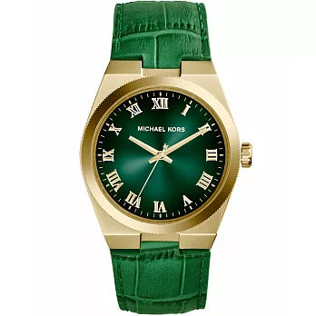 Michael Kors 神秘塔羅高貴氣質腕錶-金框x綠
