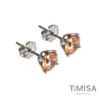 TiMISA《純鈦簡愛(M)》晶透橘 純鈦耳環一對