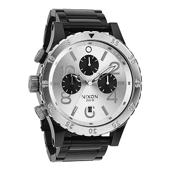 NIXON The 48-20 CHRONO 潮流重擊運動腕錶-白面xIP黑