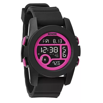 NIXON The UNIT 40 概念革命雙時區運動腕錶-桃紅x黑