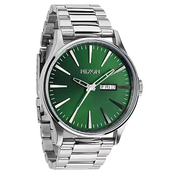 NIXON The SENTRY SS 復刻潮流都會休閒腕錶-綠x銀