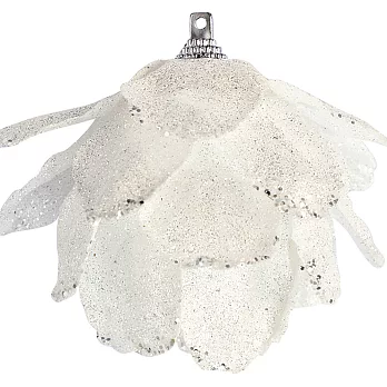 聖誕花朵造型掛飾 glitter 白