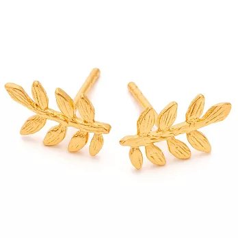 GORJANA 美國品牌 Olympia Studs 立體月桂葉耳環 925純銀鑲18K金