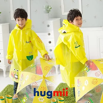 【Hugmii】童趣造型EVA書包位雨衣_青蛙M黃色