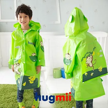 【Hugmii】童趣造型EVA書包位雨衣_猴子M綠色
