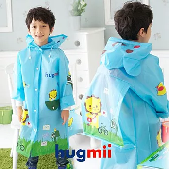 【Hugmii】童趣造型EVA書包位雨衣_獅子M藍色