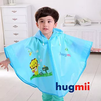 【Hugmii】童趣造型EVA傘狀雨衣_獅子M藍色