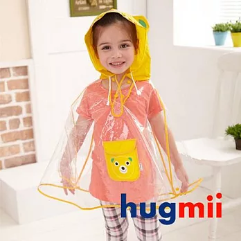 【Hugmii】透明傘狀造型兒童雨衣_小熊M黃色