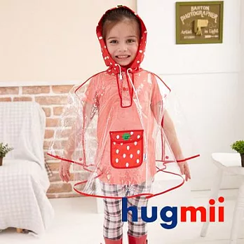 【Hugmii】透明傘狀造型兒童雨衣_草莓M紅色
