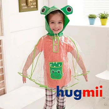 【Hugmii】透明傘狀造型兒童雨衣_青蛙M綠色
