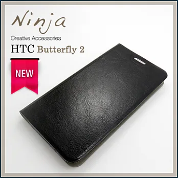 【東京御用Ninja】HTC Butterfly 2經典瘋馬紋保護皮套(黑色)