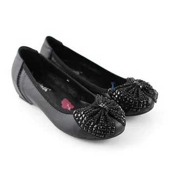 ◤Green Phoenix◥璀璨蝴蝶鑽飾內增高束口娃娃鞋35黑色