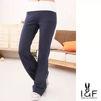 【INF】反摺褲頭休閒運動長褲112-4112M藍色