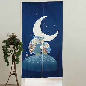 棉花田【貓頭鷹】日式印花長門簾-藍(85x150cm)