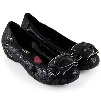 ◤Green Phoenix◥牛皮-爆裂珠光糖果造型扣飾內增高鞋39黑色