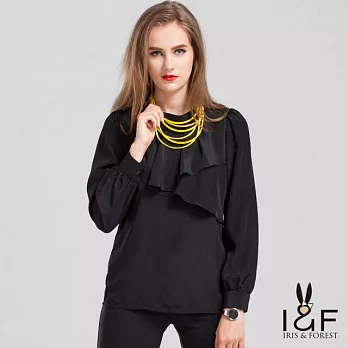 【INF】浪漫荷葉圓領典雅雪紡上衣13526BS黑色