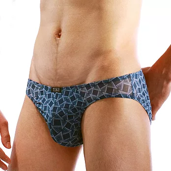 TIKU 梯酷 ~ 立體半透明網料 猛男呼吸性感三角內褲-藍(UN1177) M半透明藍