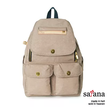 satana - 多功能休閒拉鍊後背包 - 板栗色