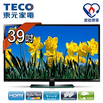 【東元TECO】39吋晶鑽系列高畫質LED顯示器+視訊盒/TL3912TRE+TS1301TRA1