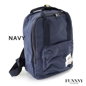 FUNNNY 日本直送 簡約復古風 輕便帆布背包(大) 藍