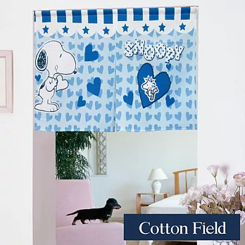 棉花田【滿滿愛】Snoopy印花短門簾-藍色(85x50cm)