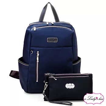 a Lady’s 真皮 young牛津文青時尚後背包二件組(悠藍)