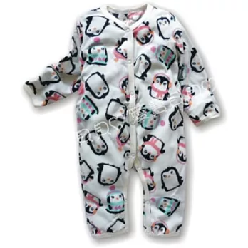 前開連身衣 綿絨平角哈 厚綿 平腳衣 前釦 反摺袖 反折 包手~.3M白色企鵝