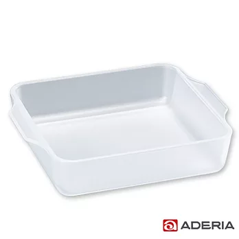 【ADERIA】日本進口方型陶瓷塗層耐熱玻璃烤盤(中)