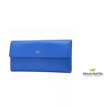 【BRAUN BUFFEL.德國小金牛】MACHT-L繽紛馬毛系列13卡扣式長夾- 寶藍色