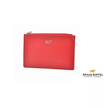 【BRAUN BUFFEL.德國小金牛】MACHT-L繽紛馬毛系列卡片零錢包- 艷麗紅
