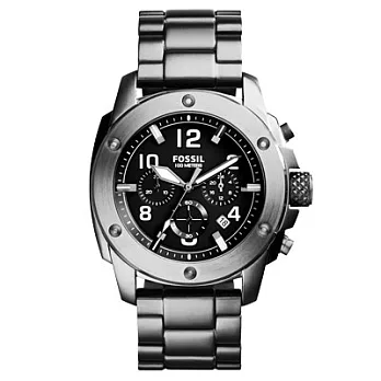 FOSSIL 飆悍地心引力三眼個性腕錶-黑