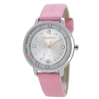 MANGO 靜謐星河晶鑽時尚腕錶-玫瑰金x粉紅