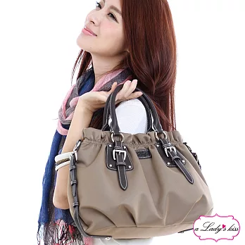 【a Lady ’s真皮】皺褶袋口微優雅二用包(香檳)