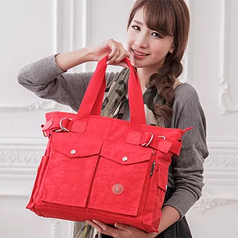 冰山袋鼠 防水大空間手提斜側背包-磚紅-1835