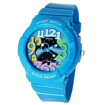 《SANDA》234繽紛年代漾彩指針日式腕錶(天空藍)