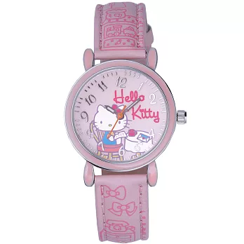 Hello Kitty 午茶時光俏麗腕錶-粉紅