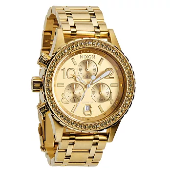 NIXON 38-20 CHRONO 潮流重擊晶鑽腕錶-金