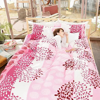 葉月《古典風情-粉》加大雙人-暖呼呼搖粒絨被套/床包四件組