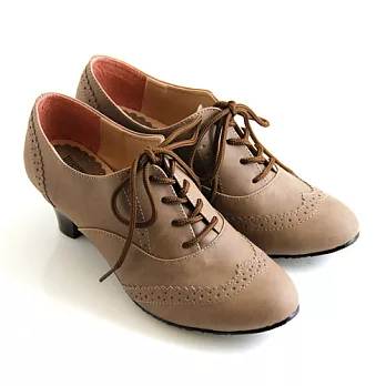 ◤Green Phoenix◥經典復古雕花皮革牛津跟鞋23咖啡