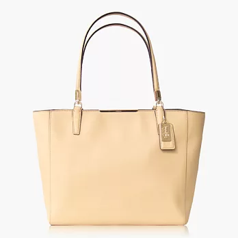 COACH 高質感 防刮皮革手提/肩背托特包_米色