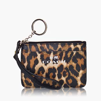 COACH 簡約造型鑰匙圈/零錢包_豹紋咖