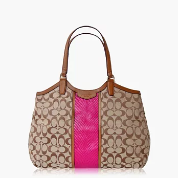 COACH實用型 織布手提/肩背托特包(大款)_卡其桃