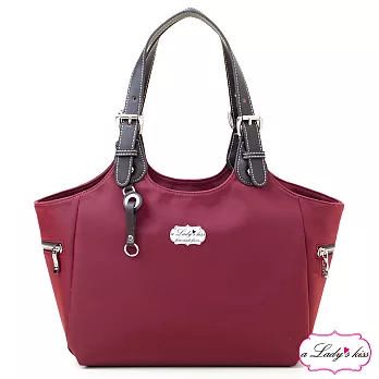 【a Lady ’s真皮】英倫學院風三隔層肩背包(瀲紅)